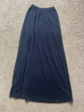 Navy Blue Maxi Skirt with Side Slit